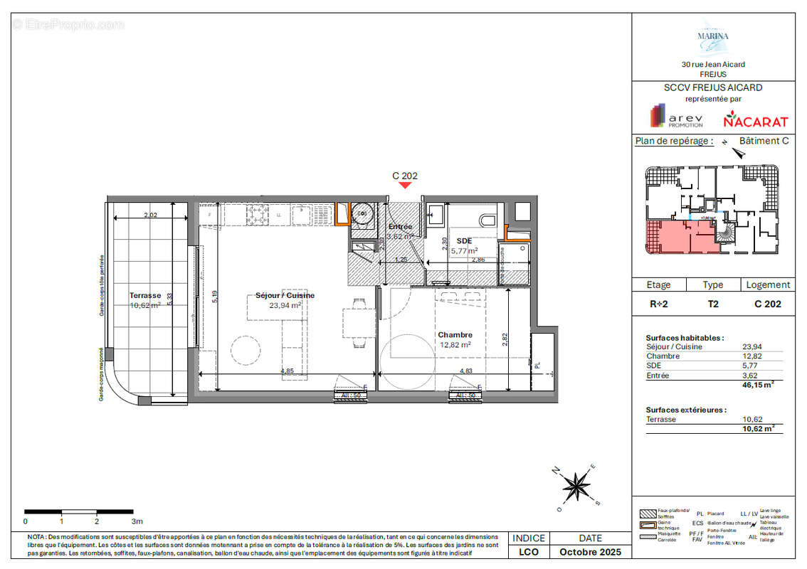 Appartement 2 pieces de 47 m², une chambre, terrasse de 11 m²  et un stationnement - photo 4