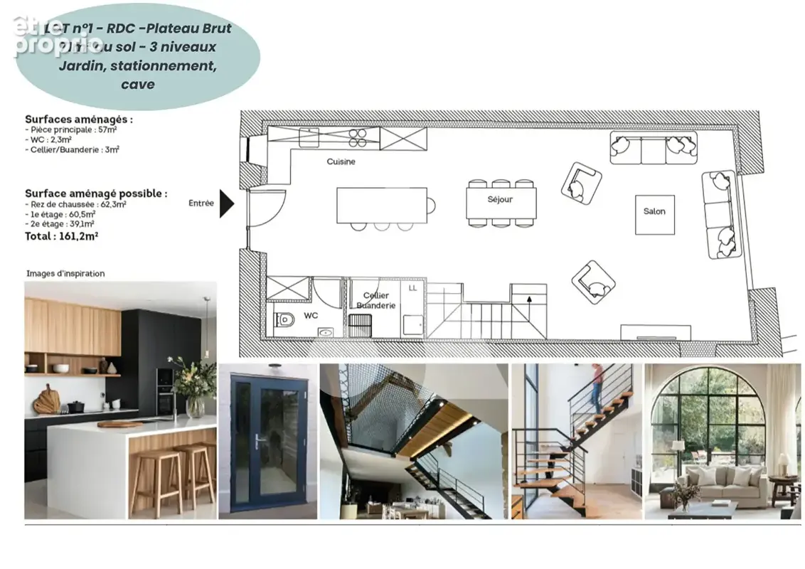Maison appartement à réhabiliter - jardin - stationnements - cave - remise - St Germain les Arlay - photo 5