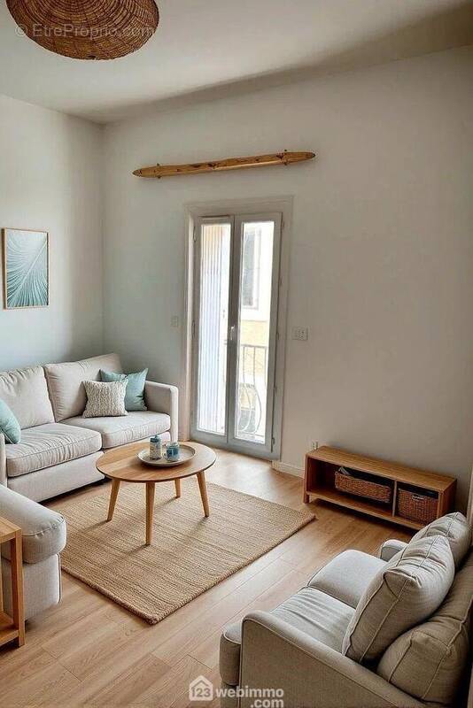 Exemple de réaménagement du salon-séjour: Image non contractruelle générée avec l'IA - Appartement à SETE