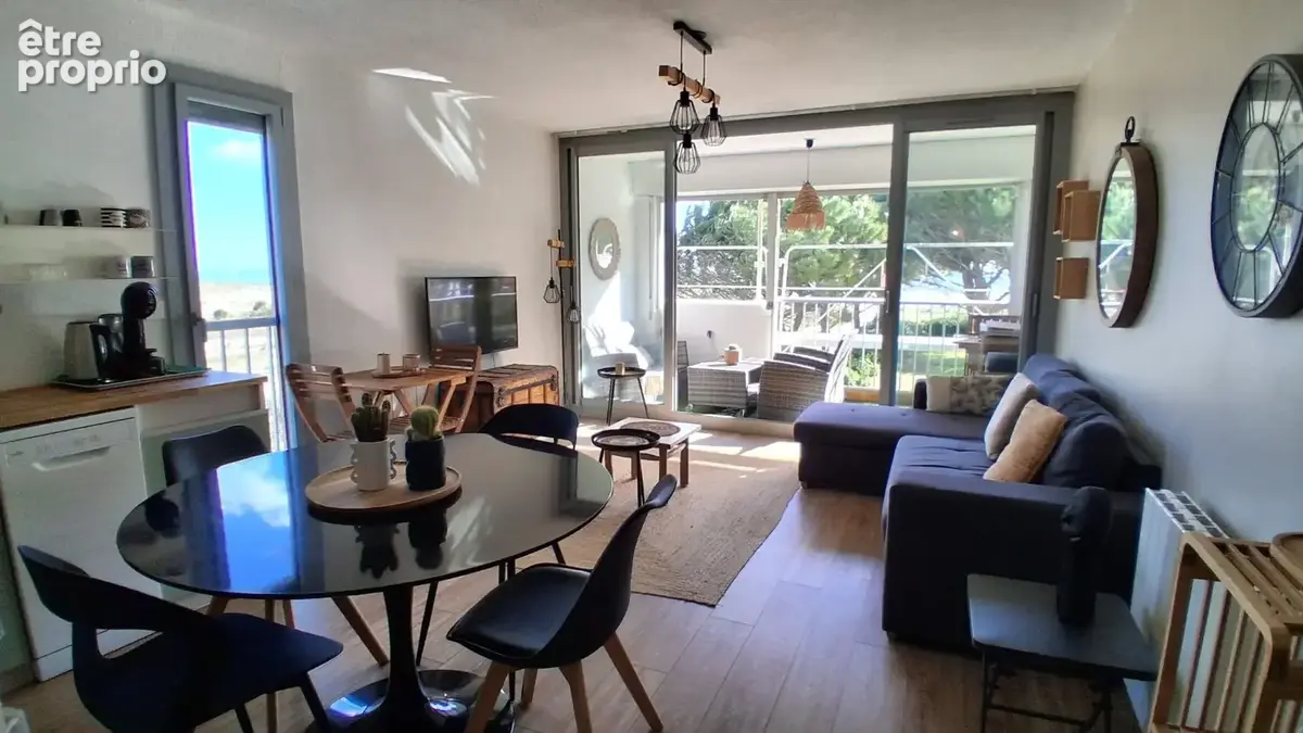 Salon/séjour Vue mer - Appartement à ARGELES-SUR-MER