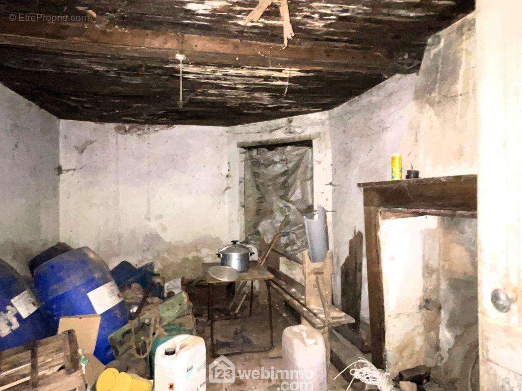 Au-delà de l&#039;entrée, un couloir donne accès à une pièce de 16 m2 avec cheminée condamnée. - Maison à CERSAY