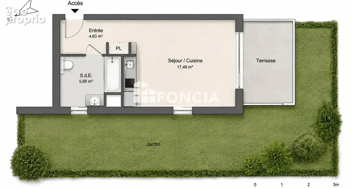 Studio en rez-de-jardin avec grand extérieur et garage - photo 8