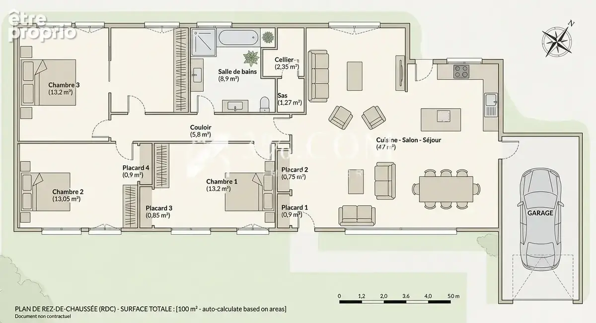 Maison plain-pied quartier Régina 3 chambres, cuisine ouvert sur séjour, garage, jardin et piscine - photo 10