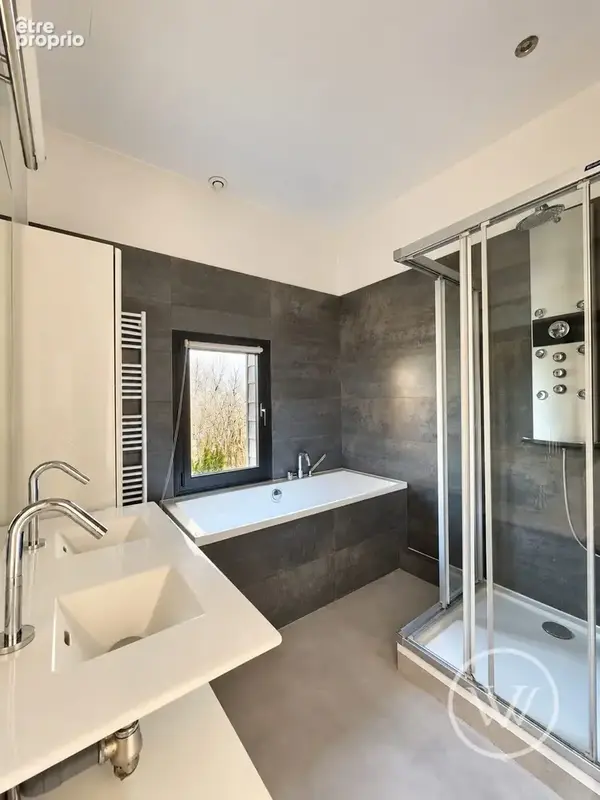 salle de bain / douche avec double vasque