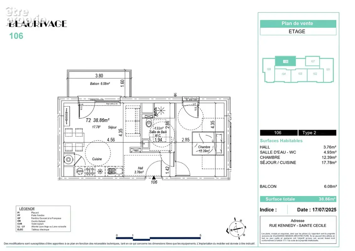 Appartement 2 pièces Sainte Cécile 38.86m² - photo 2