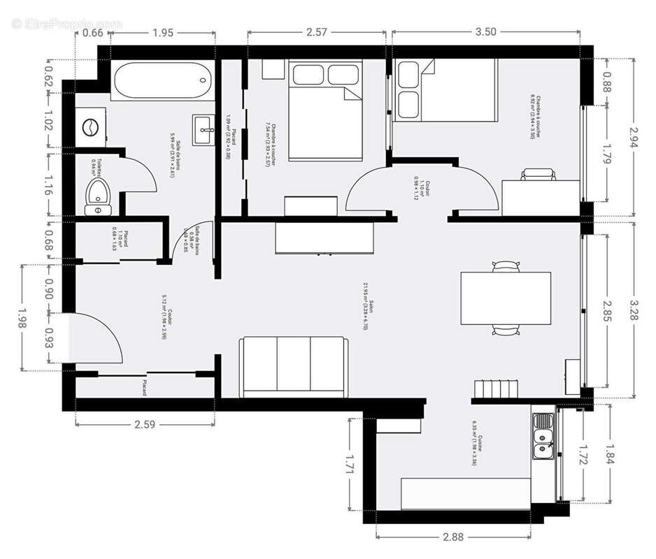 Appartement à PARIS-19E