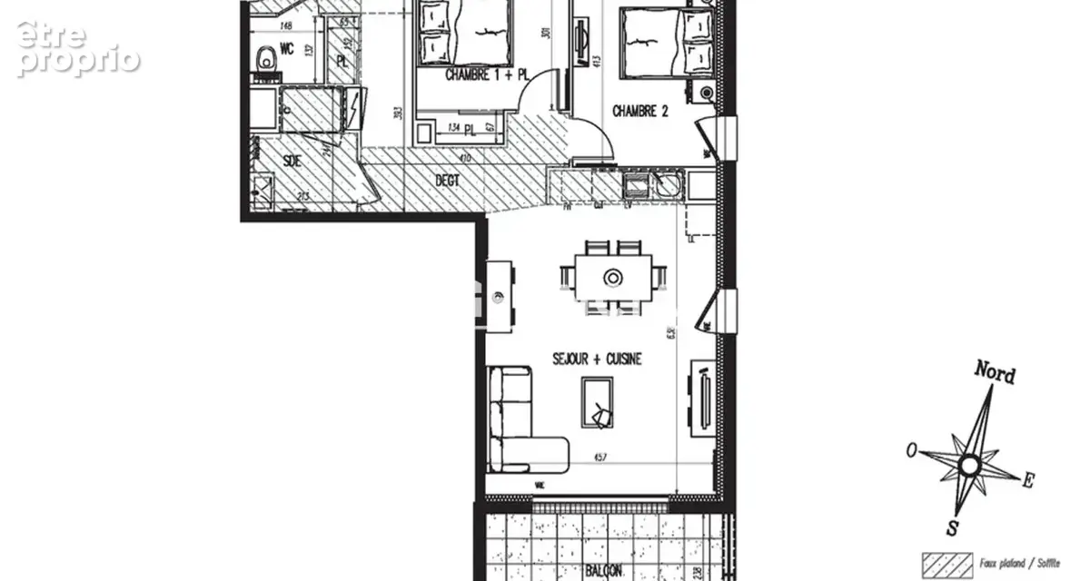 CARQUEFOU GOLF : beau T3 neuf de 69 m2 avec grand balcon de 11 m2 orienté SUD + stationnement double en sous-sol et cave dans un - photo 3
