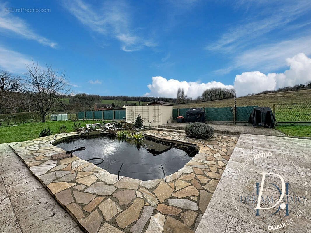 Bassin à poisson avec terrasse en pierre. - Maison à MAGNY-EN-VEXIN