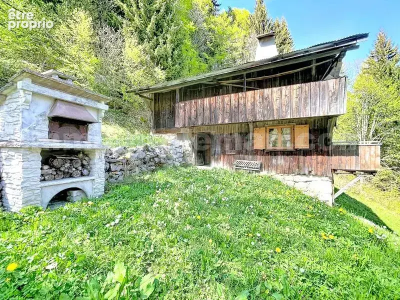 Chalet_D'Alpage_Brizon_Bonneville_secteur_calme_Nature_Residence_Secondaire_vue_montagne_rare_Atypique_frontière_Suisse_Genève_FRONTALIERS_salon_cuisine_terrain_boisé_ - Maison à BRIZON