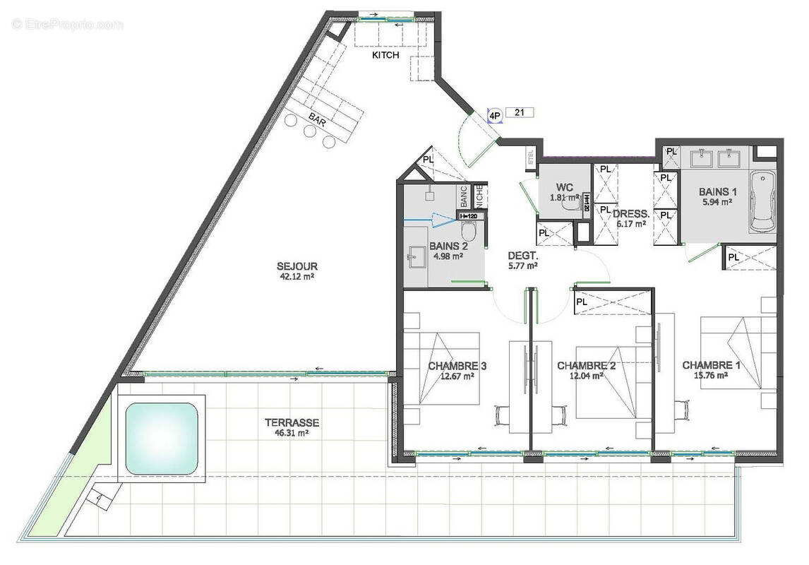 Appartement à LA TURBIE