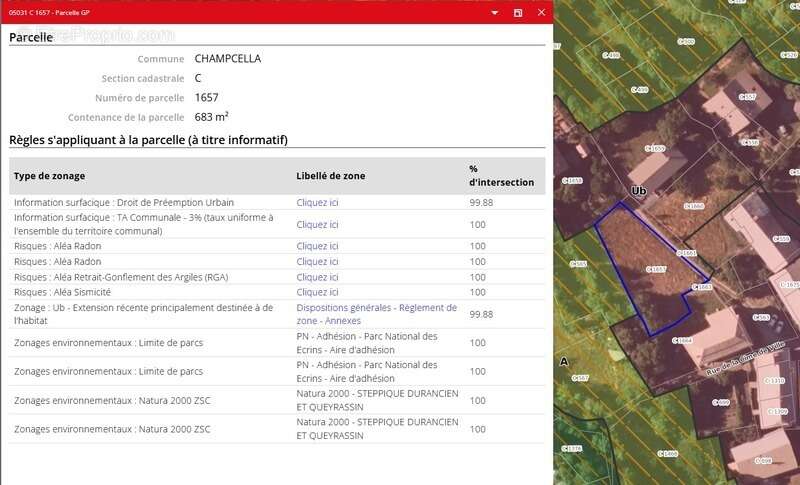 Terrain à CHAMPCELLA