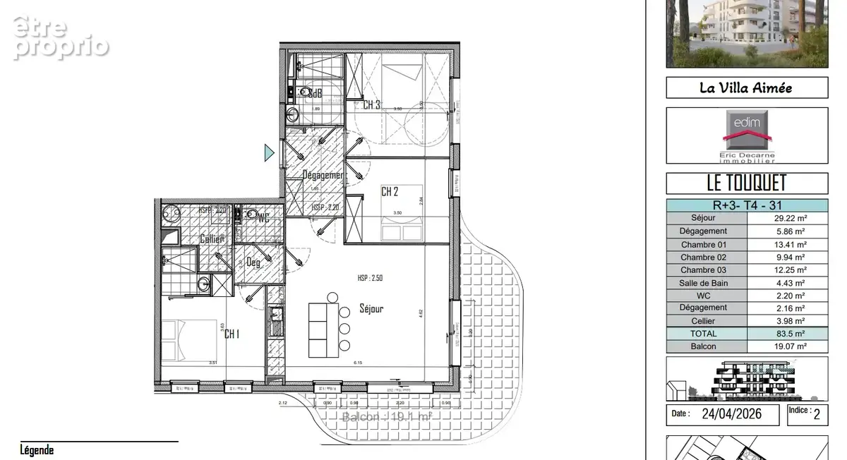 Villa AIMEE à proximité de la plage, superbe 4 pièces de 83.50 m2 avec une terrasse de 19.07 m2 - photo 2