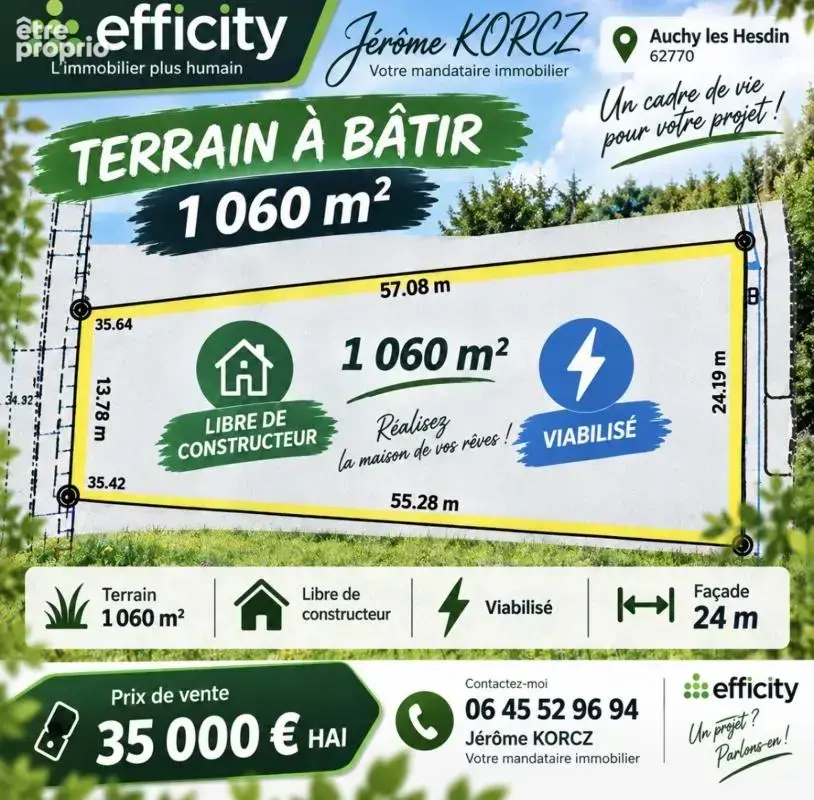 Terrain 1 060 m² à vendre à Auchy-Les-Hesdin (62770) - photo 3