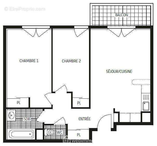 Appartement T3 de 58,27 m2 avec balcon, - Appartement à POITIERS