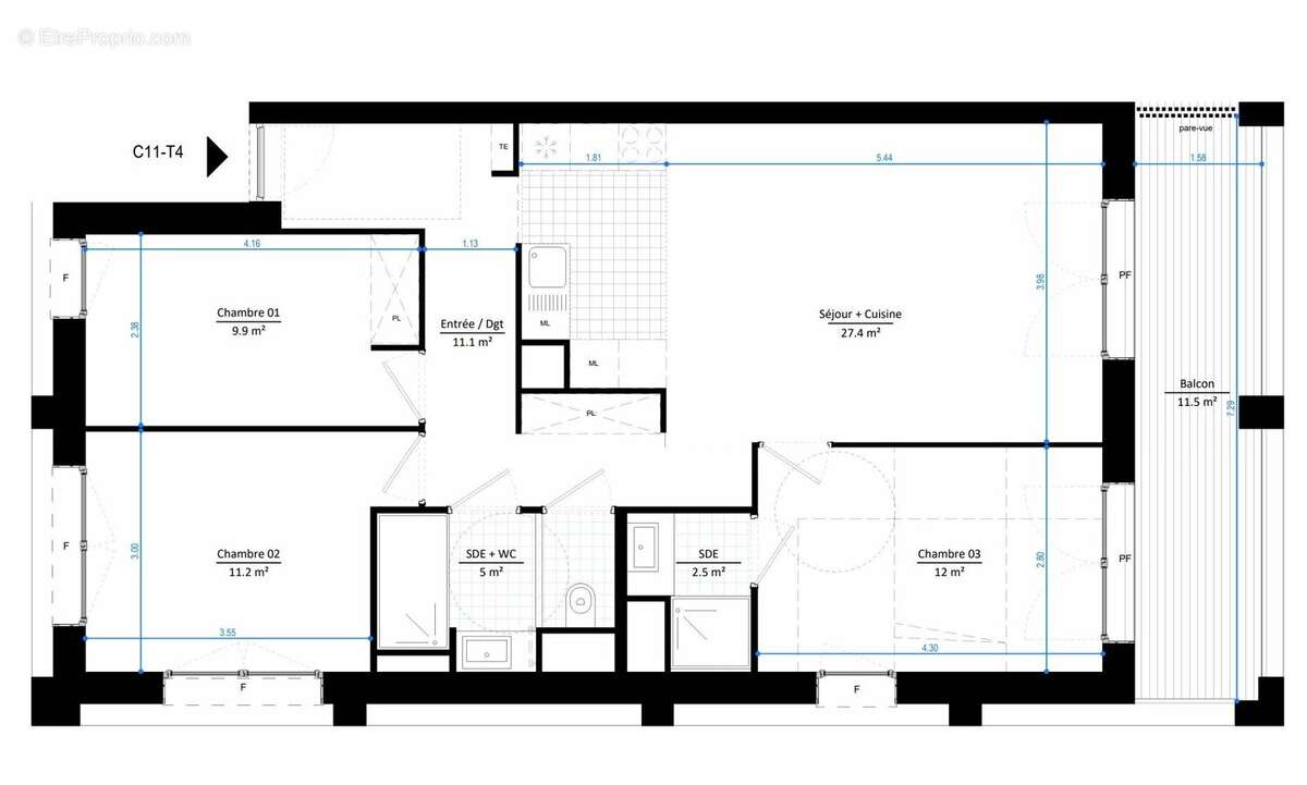 Appartement à GENNEVILLIERS