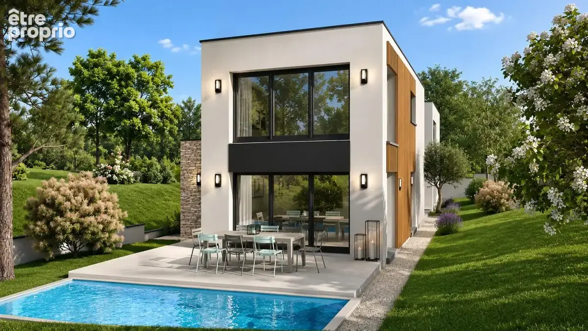 Terrain 680 m2 proche caluire  avec permis de construire villa contemporaine 200 m2 habitable - photo 2
