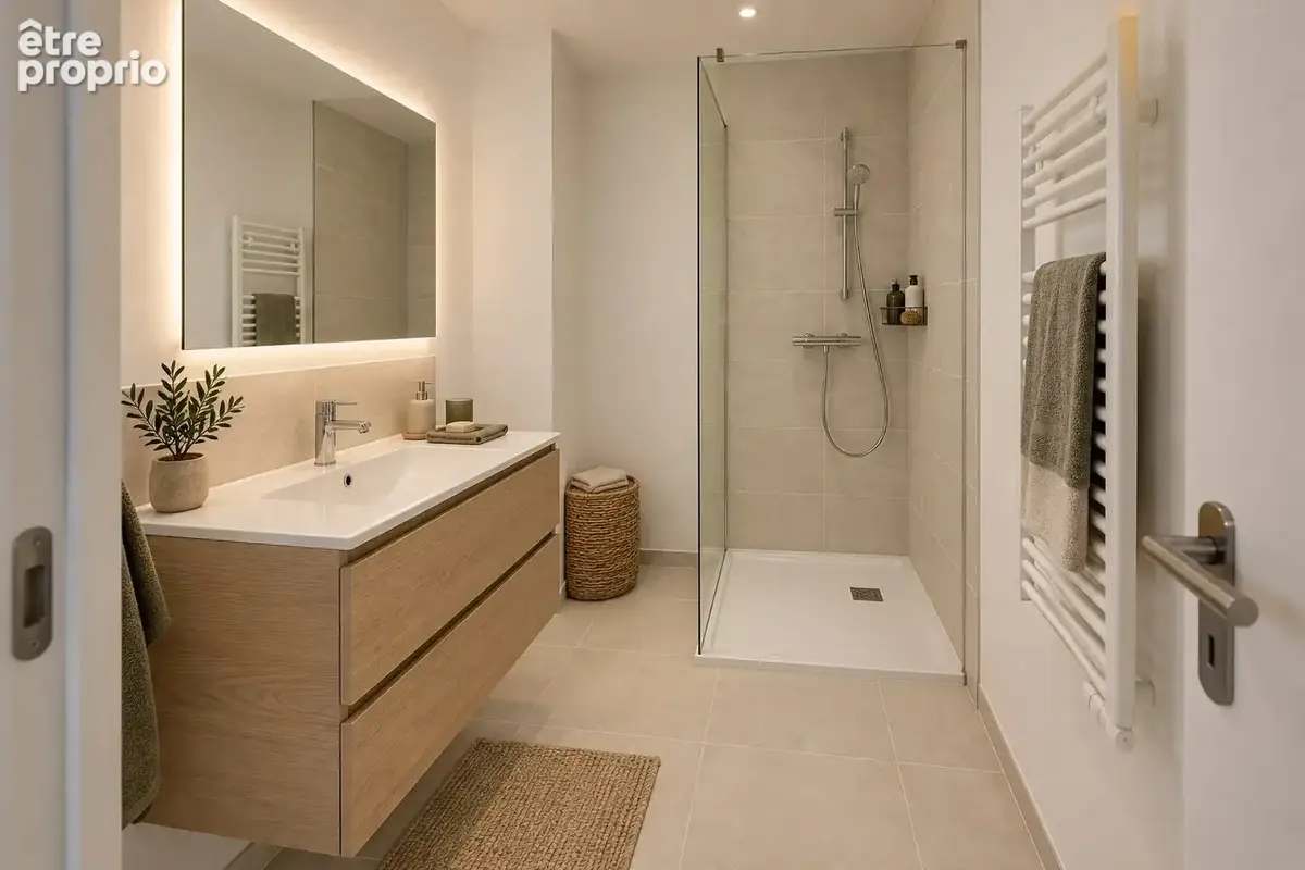 Salle d'eau du programme  exemple A304, non contractuelle
