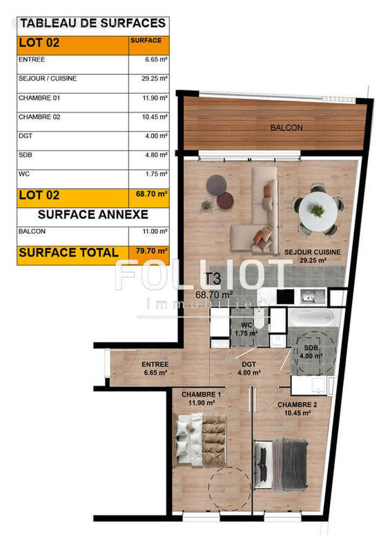 Appartement à DONVILLE-LES-BAINS