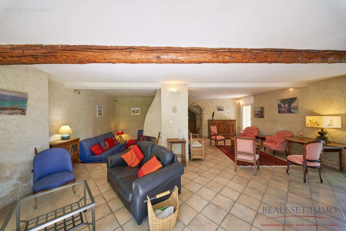 Grand séjour chaleureux avec poutres apparentes - Maison à LE CASTELLET