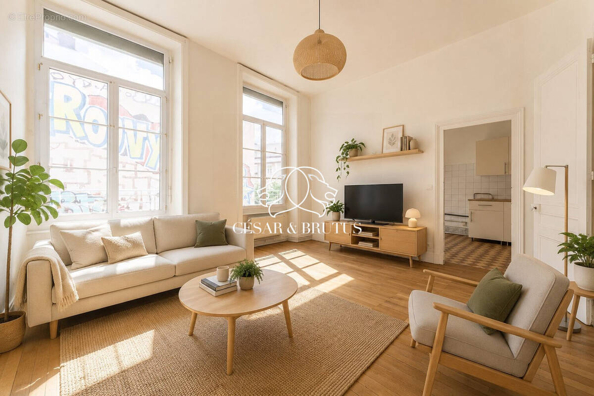 Salon - meublé avec IA - Appartement à LYON-1E