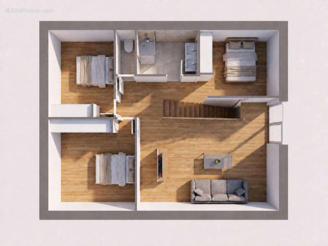 LOT 3 — T4 DUPLEX AVEC GRAND JARDIN ET TERRASSE (106,93 M² HABITABLES) – 147 m2 de jardin privatif – 1 garage de 25 m2 et 1 plac - photo 3