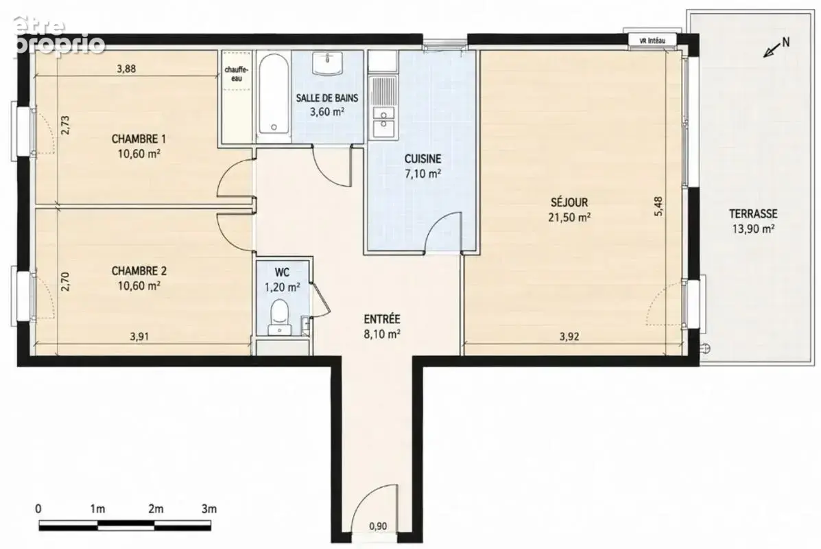 Appartement 3 pièces de 65 m² à Montévrain avec terrasse et cave - photo 5