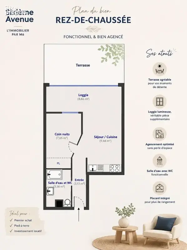 A VENDRE A MANDELIEU appartement 2 pièces en rez-de-jardin avec cave et place privative - photo 11