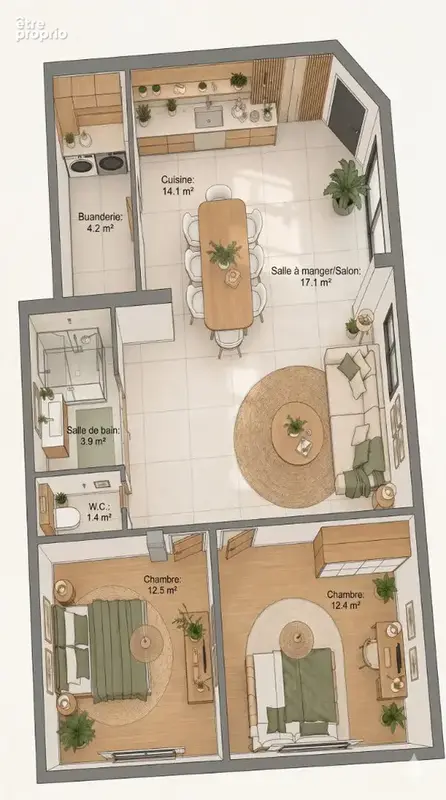 Appartement Vertou 3 pièce(s) 66,06 m2 - photo 13