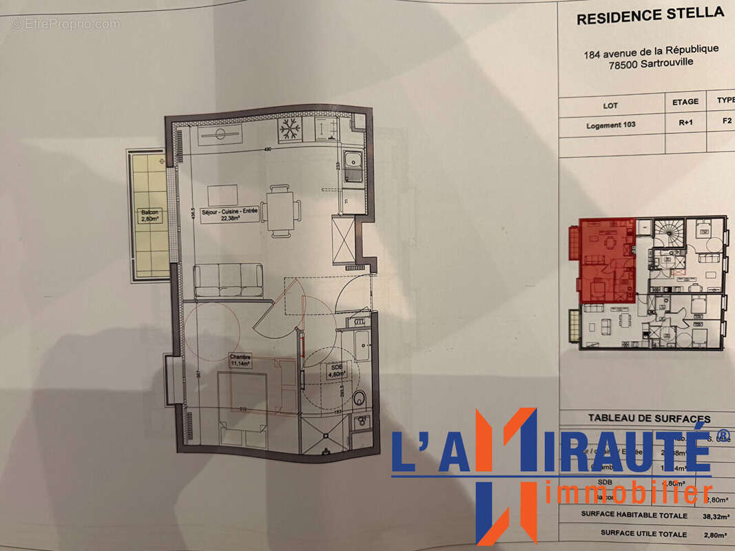 Appartement Sartrouville 2 pièce(s) 38.32 m2 - photo 2