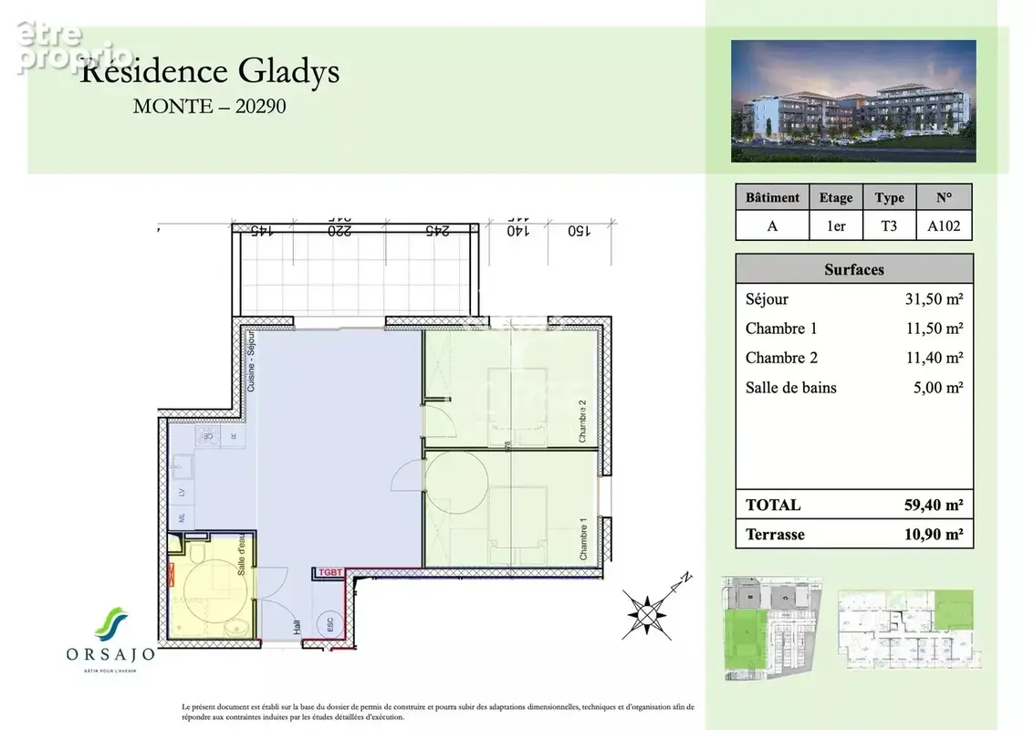 T3 neuf avec terrasse  Résidence Gladys à Monte - photo 2