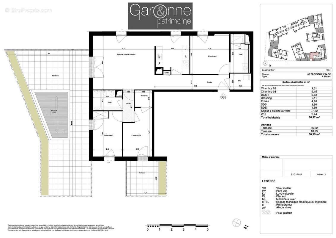 Appartement 4 pièces avec superbe terrasse de 67m² cur Roseraie! - photo 2