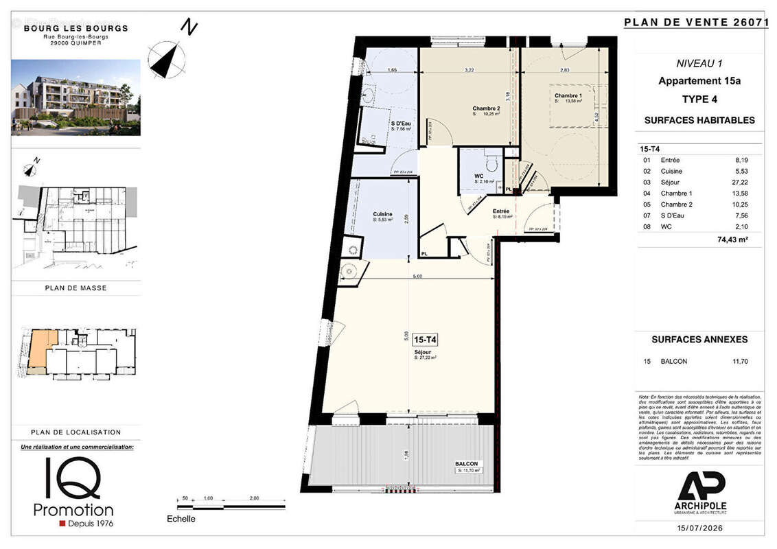 Quimper - "bourg les bourgs" - appartement t4 neuf de 74 m² avec grand balcon de 11.70 m²  au sud - photo 2