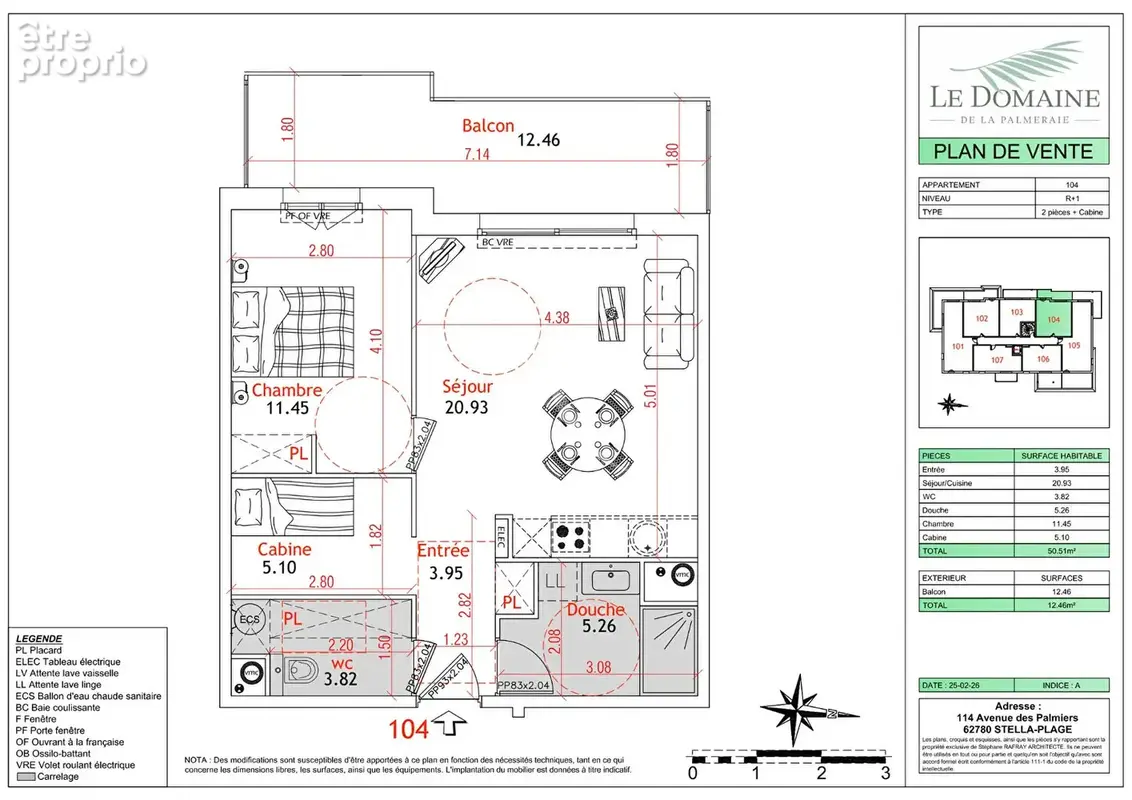 Appartement Cucq Stella Plage 2 pièces cabine 50.51 m² + balcon 12m² - photo 2