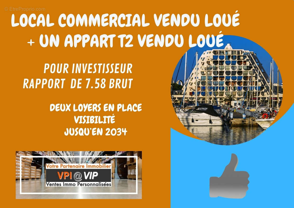 LA GRANDE-MOTTE   Investissement locatif   Local commercial + F2 meublé loués - photo 2