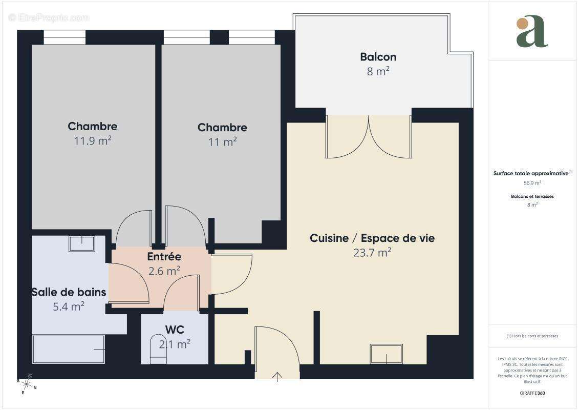 Appartement T3 lumineux de 57 m² avec Terrasse en vente à Cenon (33150) - photo 10