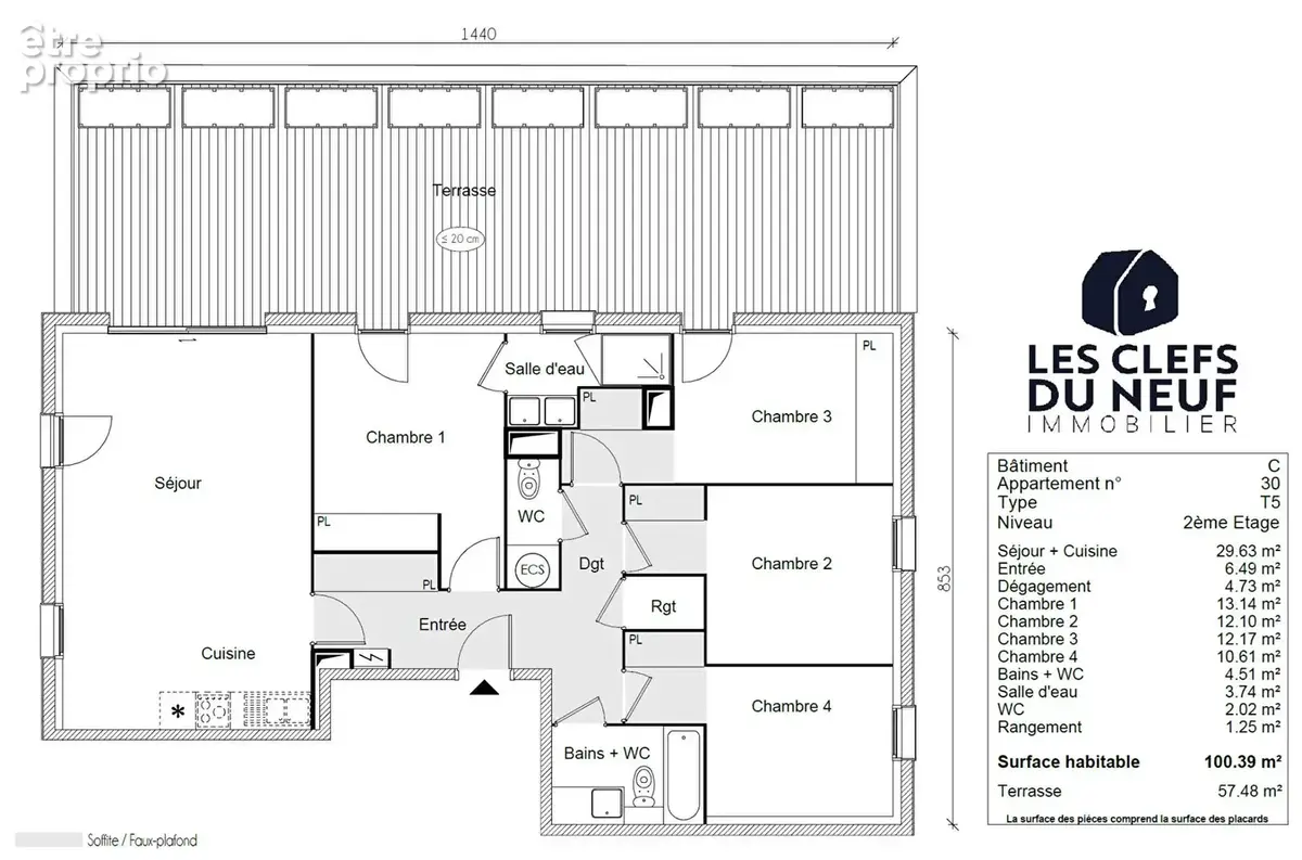 Appartement 5 pièces de 100 m² avec Terrasse de 57 m² quartier BORDEROUGE à TOULOUSE ! - photo 4