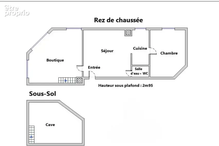 Boutique, logement, cave 65 m2, usage mixte commerce et habitation - photo 2
