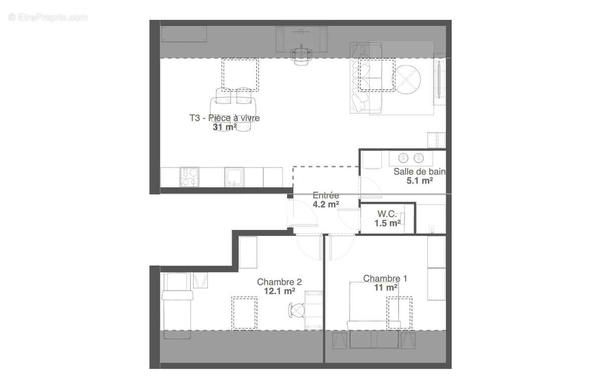 Appartement 83 m² à Entrange  - photo 5