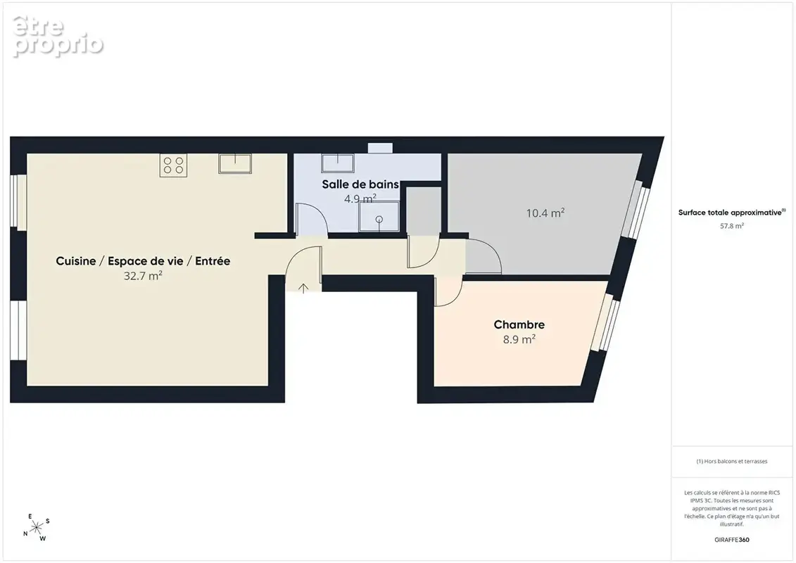 BAYONNE -SAINT-ESPRIT - RUE SAINTE-CATHERINE 229 000  FAI -T3 de 58,18 m² - 2 chambres ? entièrement rénové ? DPE C - photo 8