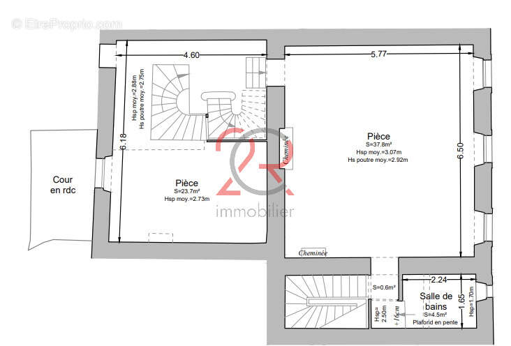 Appartement à créer avec belle hauteur sous plafond ,2  chambres - photo 3