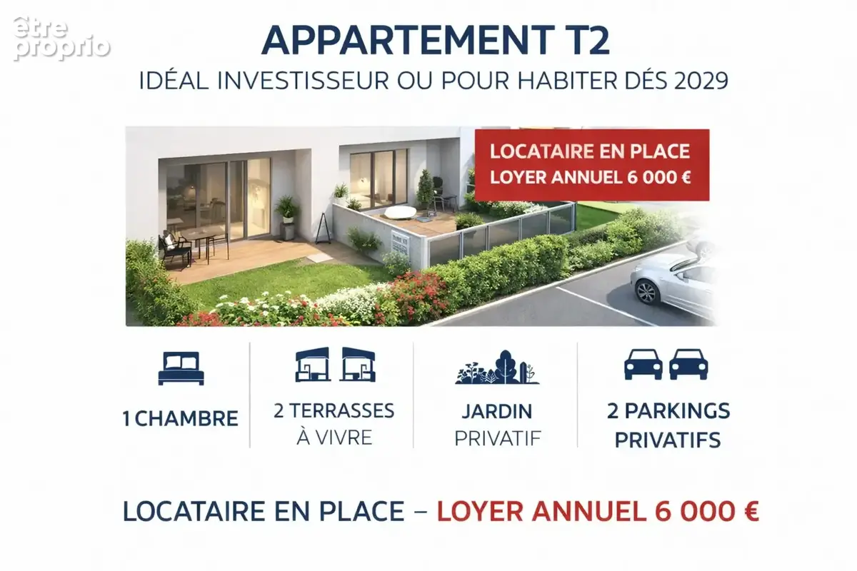 Appartement à vendre 3 pièces à TAPONAS (69220) Actuellement loué 6 000 €/an- T2 Duplex avec son Jardin 192 m²+ 2 Parkings - photo 2