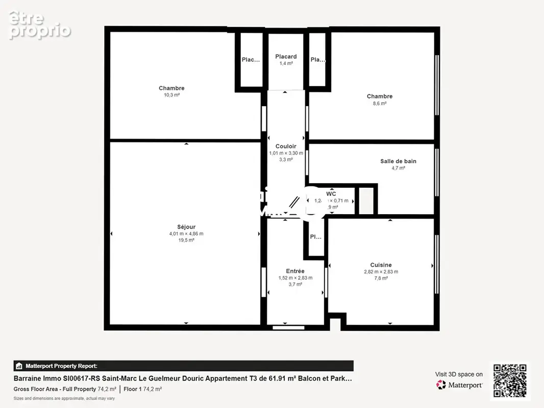Brest - Saint Marc / Douric Appartement 3 pièces à vendre Parkinf privatif - photo 5
