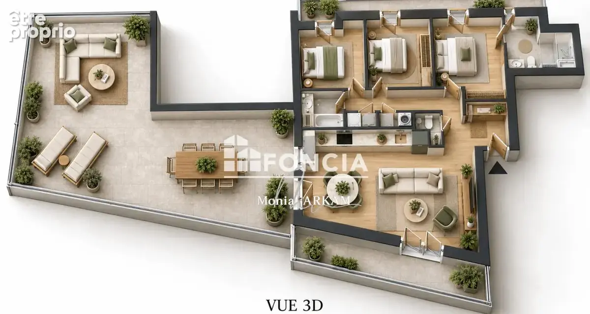Quartier de l’horloge – grand 4 pièces – 3 chambres – vue ciel - près de 40 m² de pièce de vie – 95 m² d’extérieurs – 5ᵉ étage – - photo 2