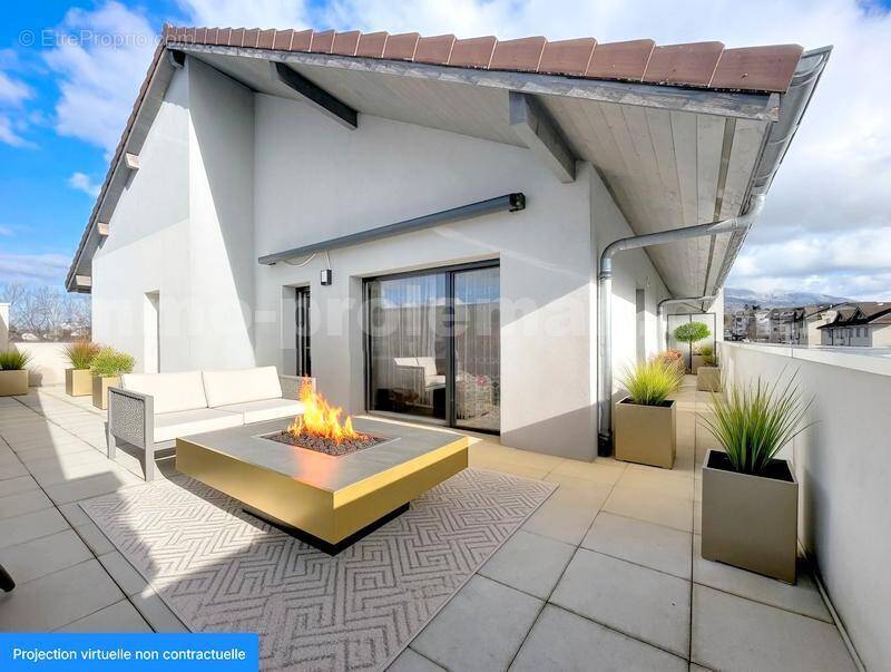 Appartement_T4_Ville_la_grand_Genève_Ceva_tram_Suisse__attique_famille_séjour_salle_a_manger_salon_cuisine_ouverte_chambre_salle_de_bain_terrasse_ - Appartement à VILLE-LA-GRAND