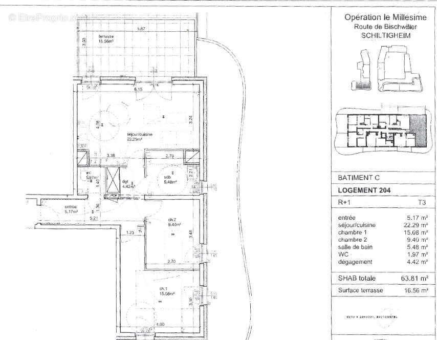 Appartement à SCHILTIGHEIM