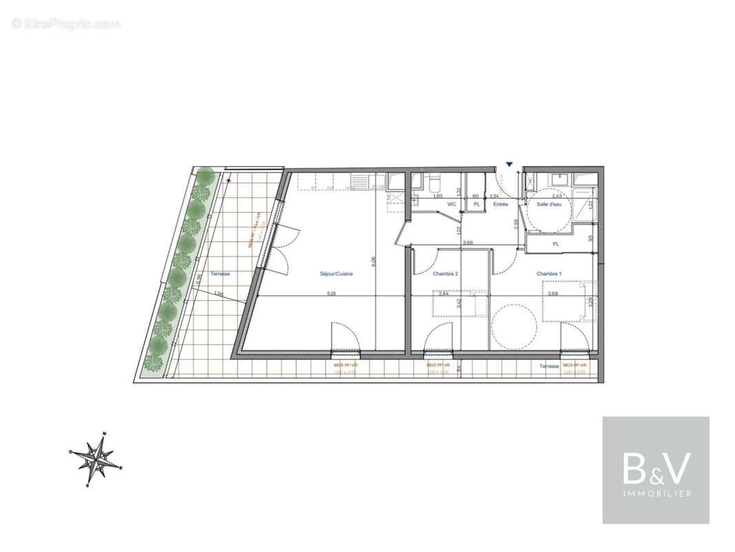 T3 de 65 m² en dernier étage avec terrasse de 22 m² - photo 5