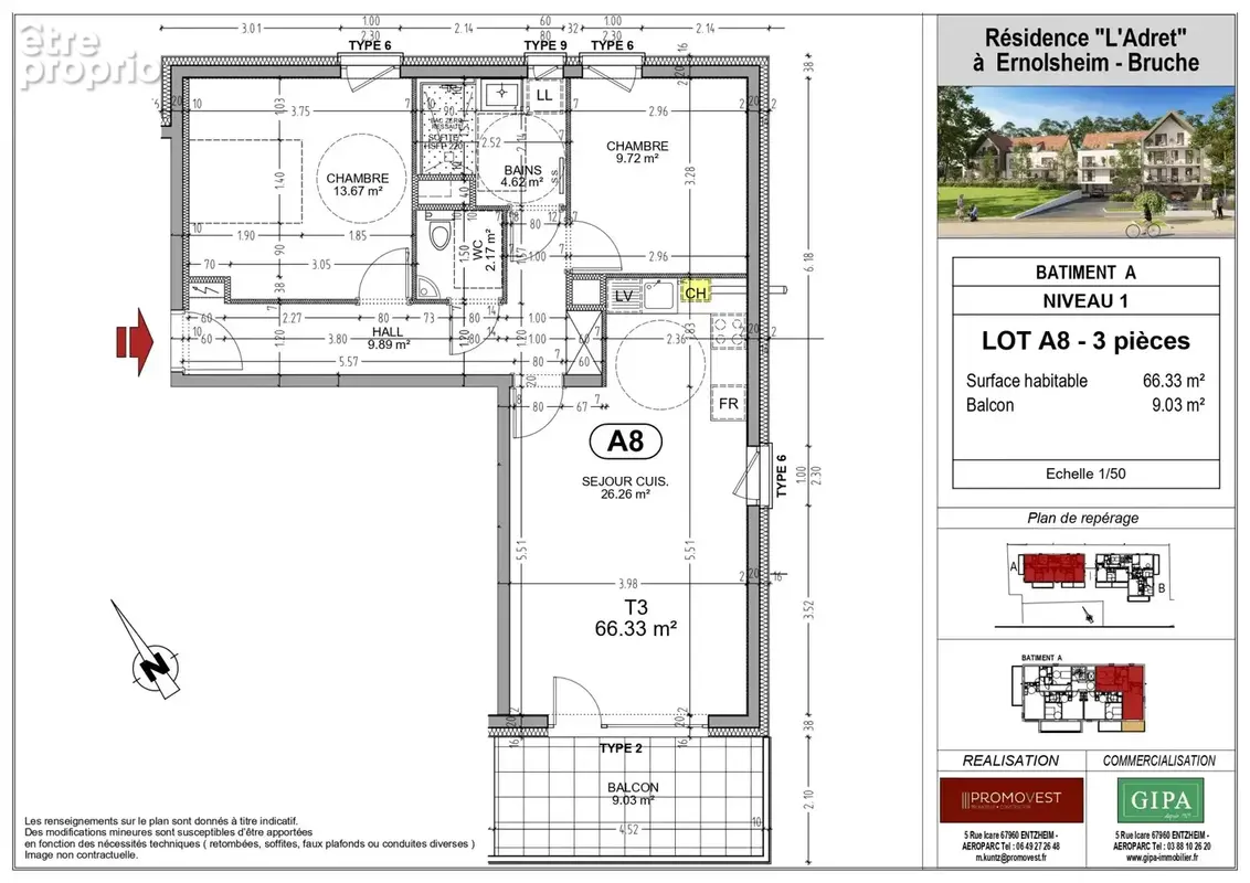 Appartement à ERNOLSHEIM-BRUCHE