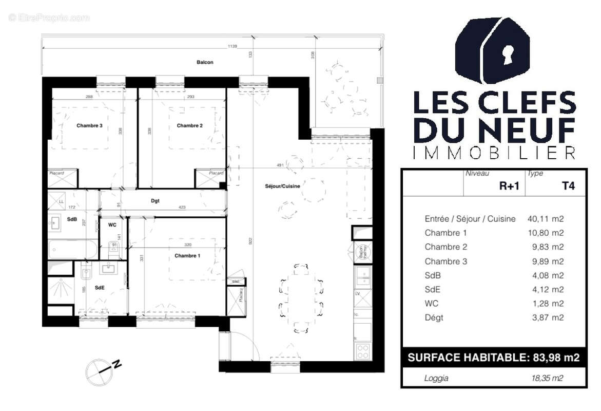 Appartement Cornebarrieu 4 pièces 84m² + 19m² de terrasse + 2 Parking sous-sol ! CORNEBARRIEU - photo 8