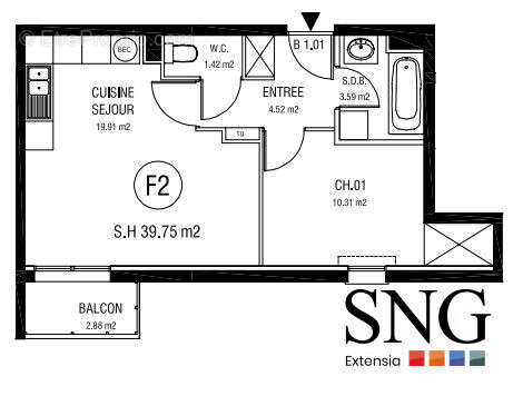 Appartement 39 m² à Lisieux  - photo 3