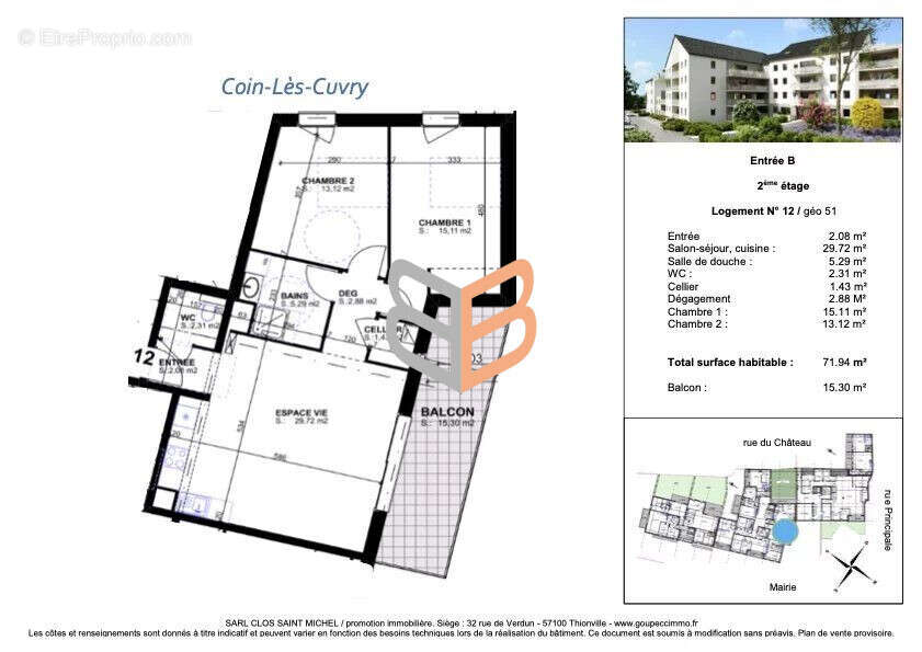 Appartement 71 m² à Coin-Les-Cuvry  - photo 2